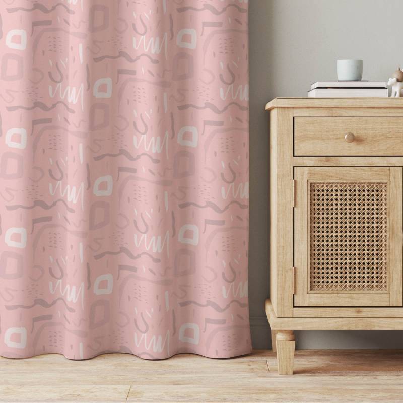 Vorhang Wildes Retro Muster - Blasses Pink