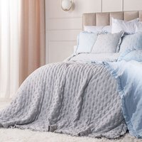 WERONA Tagesdecke 220x240cm Grau mit Rüschen – Eleganz und Stil in Ihrem Schlafzimmer