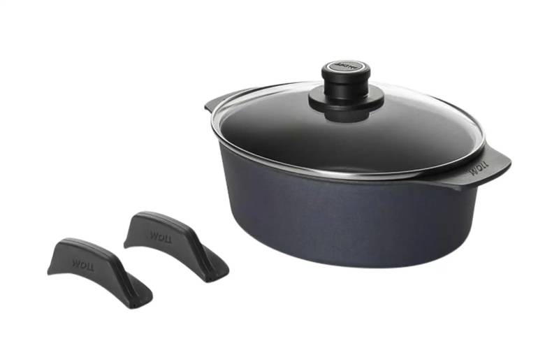 WOLL Gussbräter mit Glasdeckel und Silikongriffen  Diamond Lite ¦ schwarz ¦ Aluminium-Guss ¦ Maße (cm): B: 22 H: 12 Töpfe & Pfannen & Zubehör > Töpfe > Bräter - Möbel Kraft