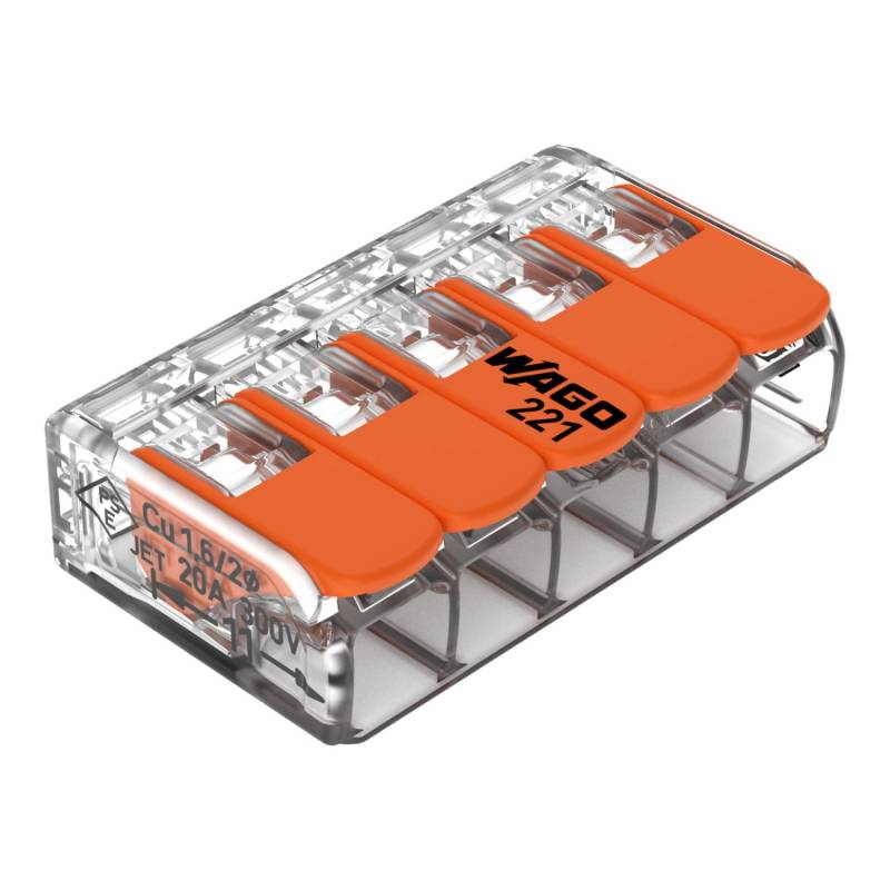 Wago Hebelklemme Ø 0,2 - 4 mm² 5-polig 5 Stück von WAGO