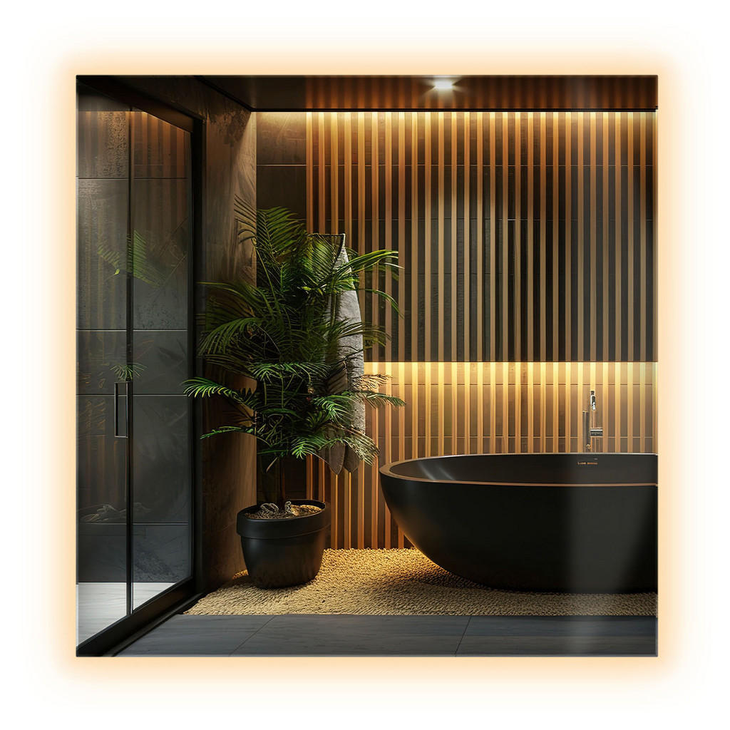 Wallfluent Led-Spiegel, Transparent, Glas, Quadratisch, 50x50x0.4 cm, Spiegel, Wandspiegel Wallfluent Led-Spiegel, Transparent, Glas, Quadratisch, 50x50x0.4 cm, Spiegel, Wandspiegel von Wallfluent