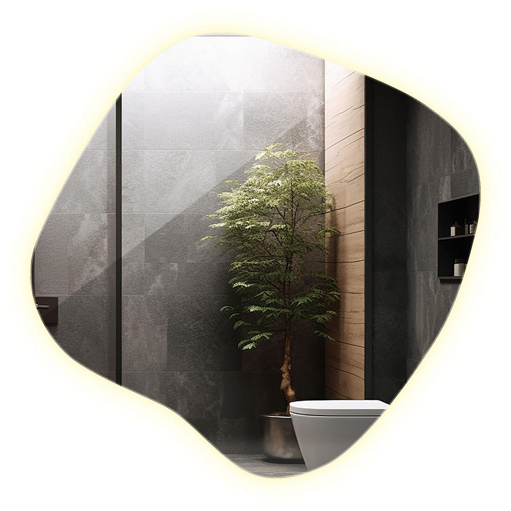 Wallfluent Led, Transparent, Glas, Organisch, 48.3x47.9x0.4 cm, Spiegel, Wandspiegel Wallfluent Led, Transparent, Glas, Organisch, 48.3x47.9x0.4 cm, Spiegel, Wandspiegel von Wallfluent