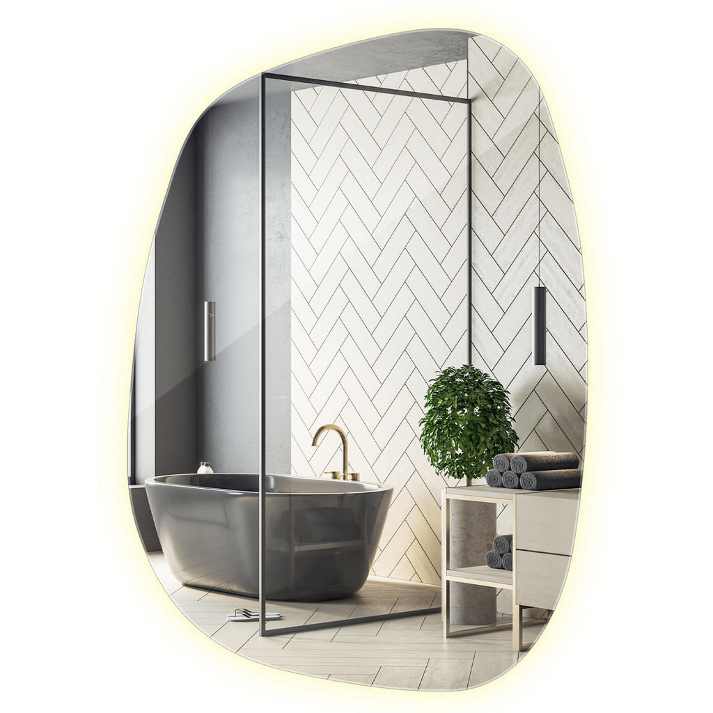 Wallfluent Led, Transparent, Glas, Organisch, 90.9x66x0.4 cm, Spiegel, Wandspiegel Wallfluent Led, Transparent, Glas, Organisch, 90.9x66x0.4 cm, Spiegel, Wandspiegel von Wallfluent