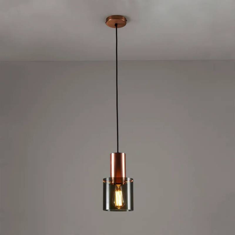 Walter Size 1 Pendelleuchte, Anthrazit Glas & Kupfer, Ø: 15 cm