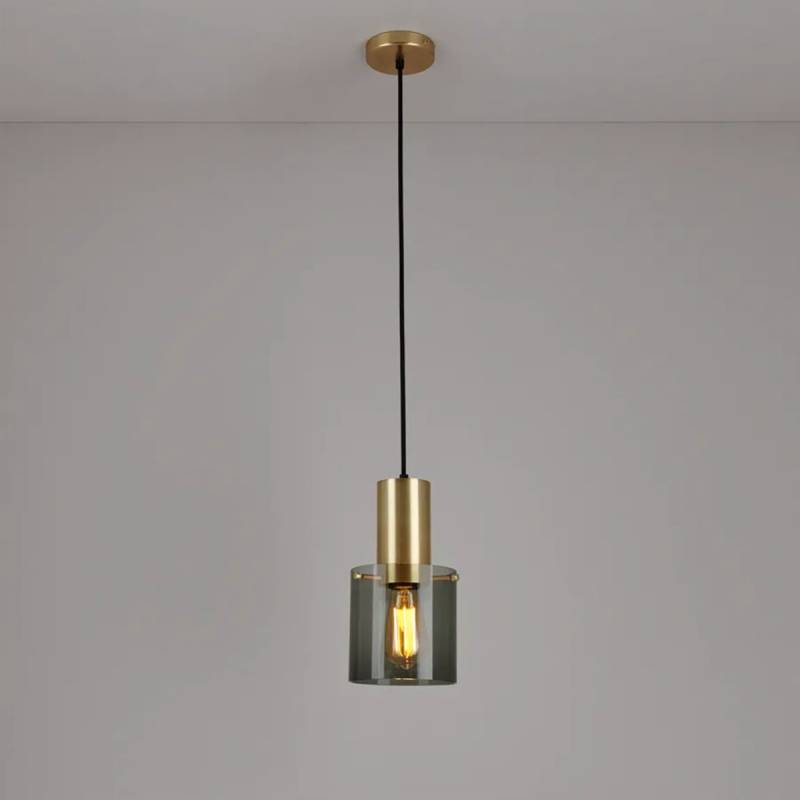 Walter Size 1 Pendelleuchte, Anthrazit Glas & Messing, Ø: 15 cm