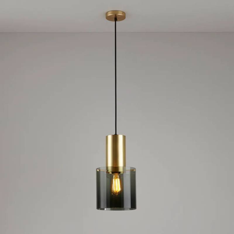 Walter Size 2 Pendelleuchte, Anthrazit Glas & Messing, Ø: 20 cm