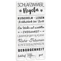 Wandbild 30x60 SCHLAFZIMMER-REGELN Weiss / Schwarz