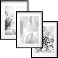 Wandbilder Poster im schwarzen Rahmen Schwarz-weißes Triptychon fürs Schlafzimmer