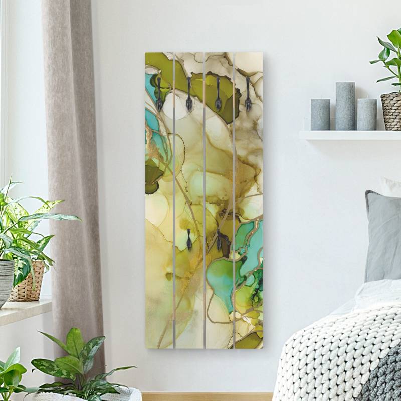 Wandgarderobe Blumenfacetten in Aquarell