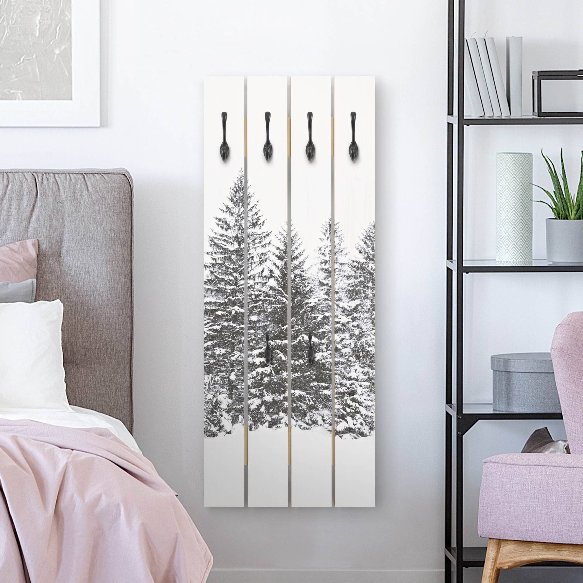 Wandgarderobe Dunkle Winterlandschaft