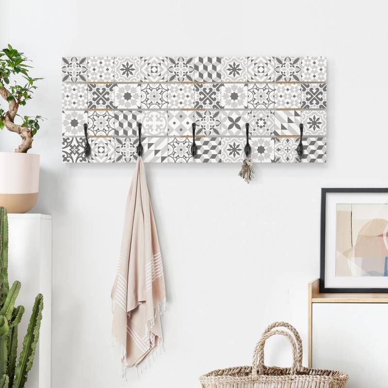 Wandgarderobe Geometrischer Fliesenmix Grau