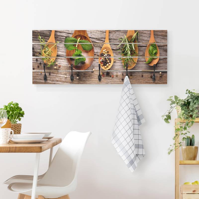 Wandgarderobe Holzpalette Kräuter und Gewürze