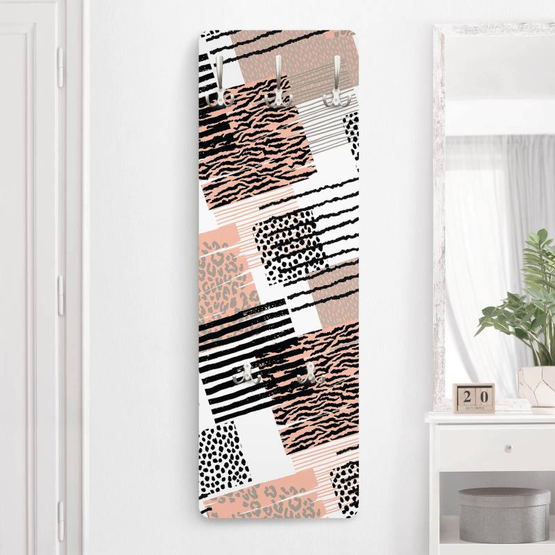 Wandgarderobe Holzpaneel Animalprint Zebra Tiger Leopard Australien