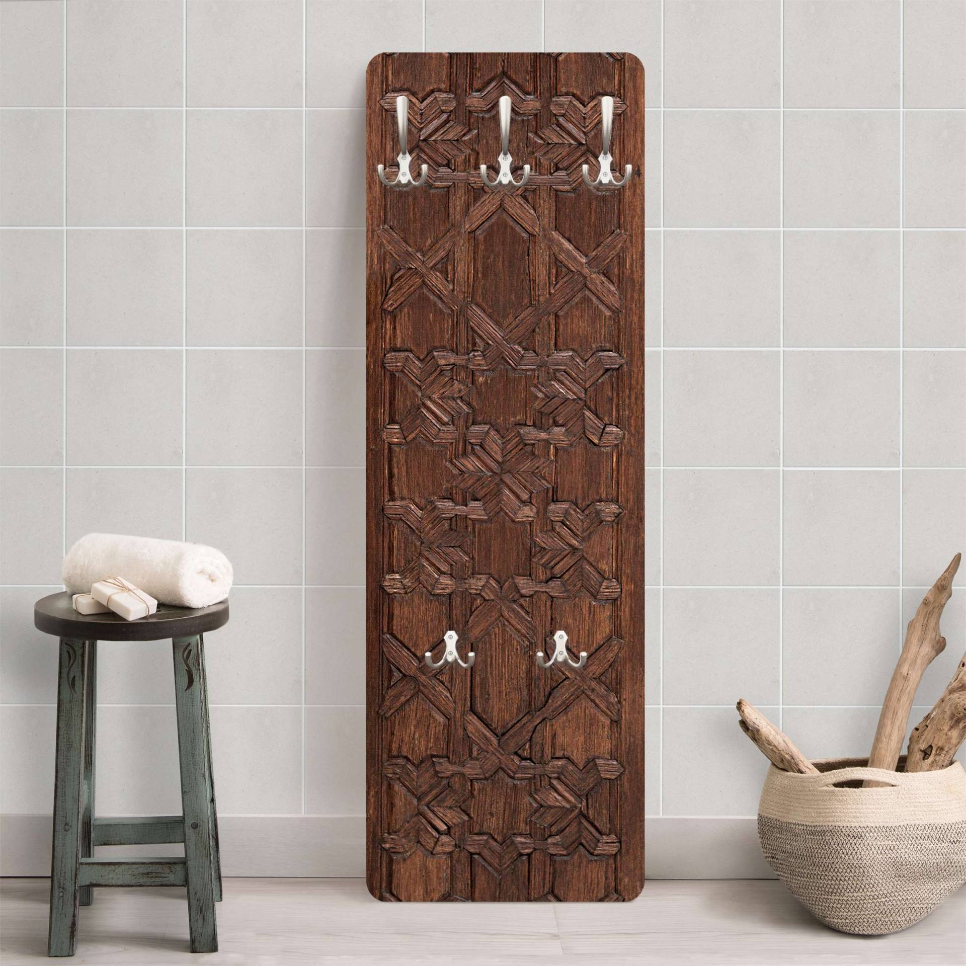 Wandgarderobe Holzpaneel Altes verziertes Holztor aus dem Alhambra Palast