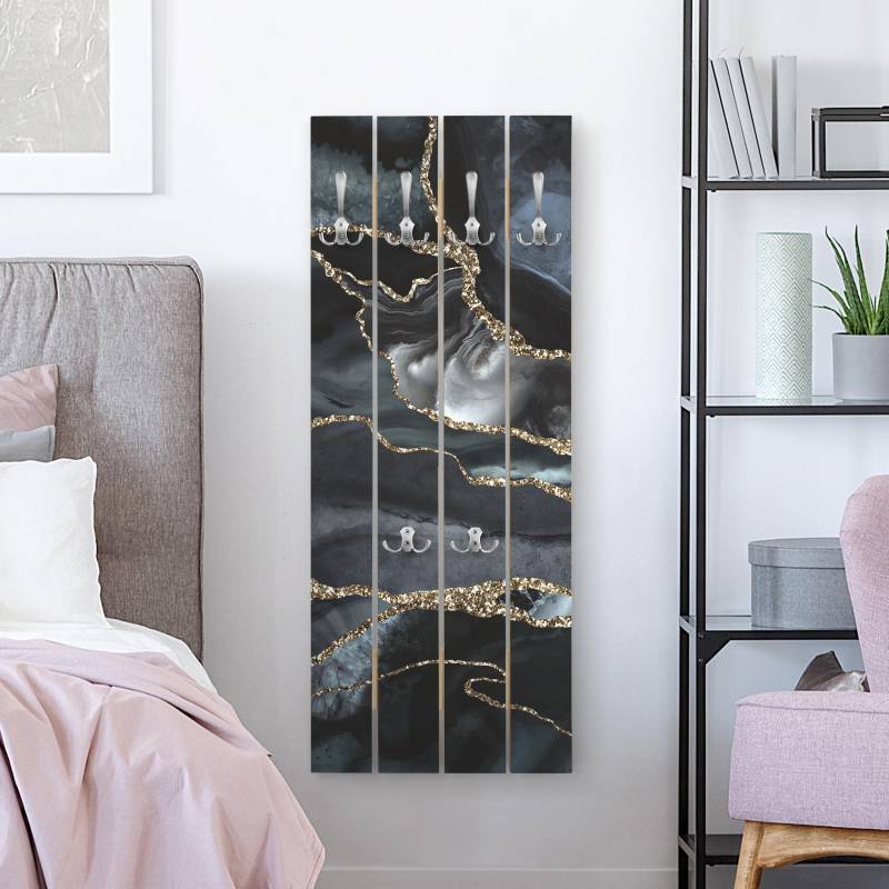 Wandgarderobe Schwarz mit Glitzer Gold