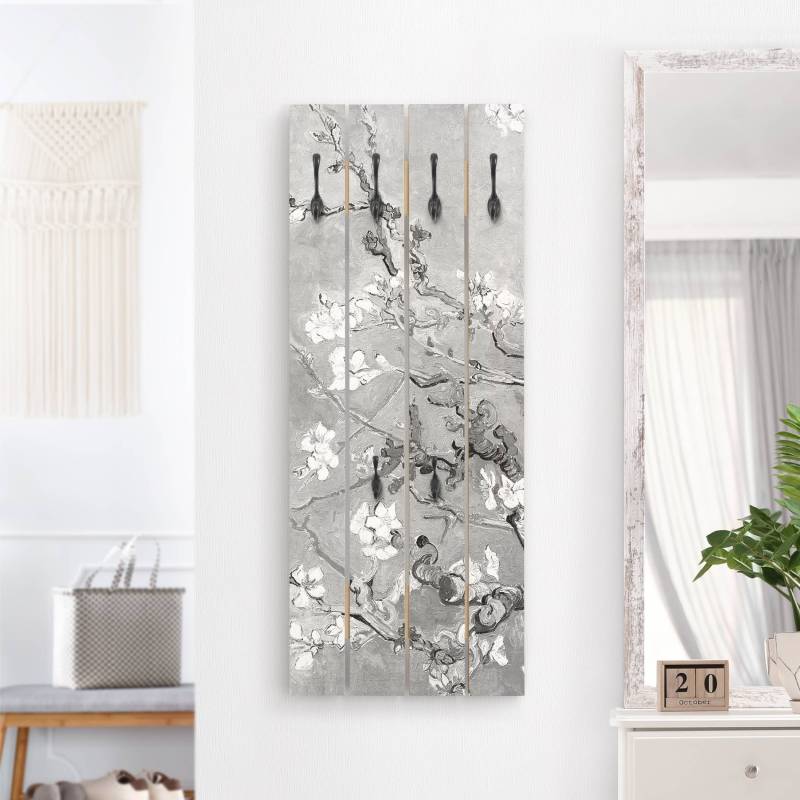 Wandgarderobe Vincent van Gogh - Mandelblüte Schwarz-Weiß