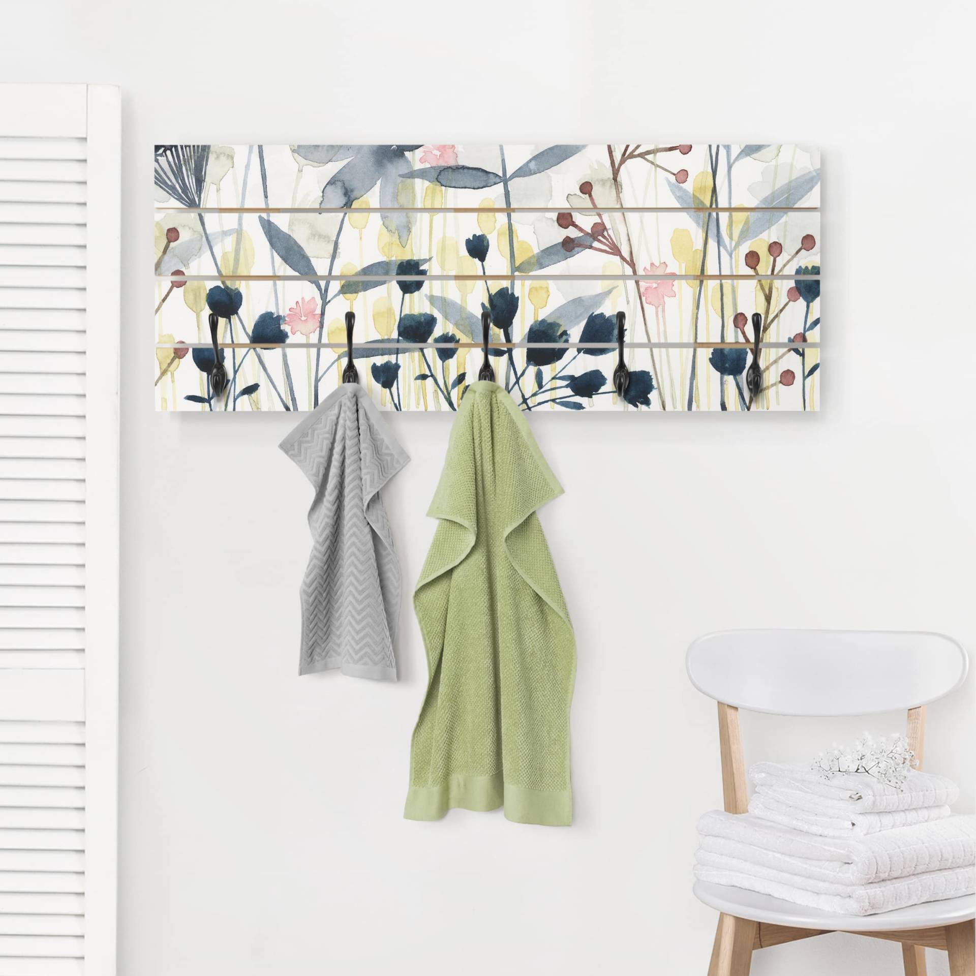 Wandgarderobe Wildblumen Aquarell II
