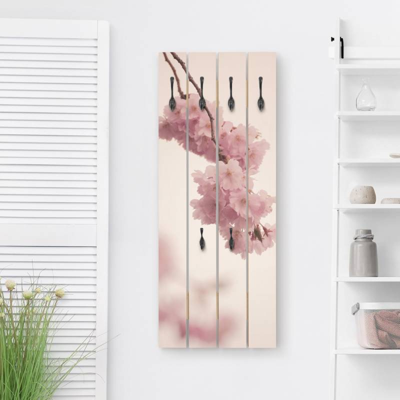 Wandgarderobe Zartrosane Frühlingsblüte mit Bokeh