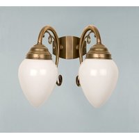 Wandlampe 2-flammig Messing Glas T:23 cm E27 Ornamente von Berliner Messingleuchten GmbH