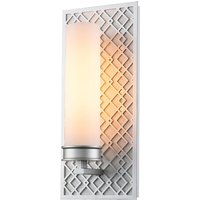 Wandlampe Bad IP44 H: 34,3 cm in Silber Weiß E27 Glas Metall von ELSTEAD