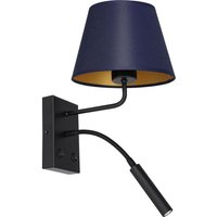 Wandlampe Blau Gold Stoff Lesearm E27 G9 konisch von Luminex