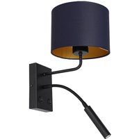 Wandlampe Blau Gold Stoff Lesearm E27 G9 wohnlich von Luminex