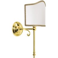 Wandlampe E14 Messing poliert Stoff Weiß Klassisch von Ghidini Giovanni Battista