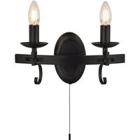 Wandlampe Eisen mit Schalter 2-flammig Schwarz E14 B: 32 cm Wandlampe Eisen mit Schalter 2-flammig Schwarz E14 B: 32 cm von Searchlight