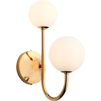 Wandlampe Glas Echt-Messing G9 in Gold Weiß 2-flammig von Zaklad Wielobranzowy Export-Import-Jupiter