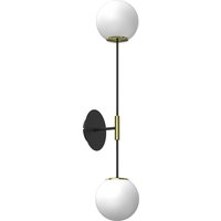 Wandlampe Glas Metall Schwarz Weiß Gold H:80 cm Kugeln von Luminex
