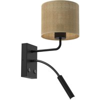 Wandlampe Jute Metall H:38 cm E27 G9 Schalter Lesearm von Luminex