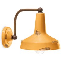 Wandlampe Keramik E27 H: 21 cm Vintage Gelb Handarbeit von Ferroluce
