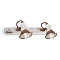 Wandlampe Keramik Weiß Braun E14 verstellbar Vintage von Ferroluce