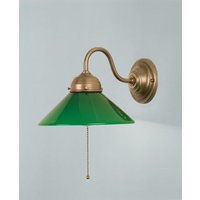 Wandlampe Messing Glas Grün Zugschalter E27 Jugendstil von Berliner Messingleuchten GmbH