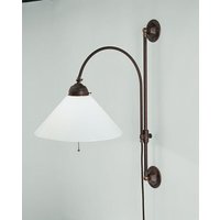 Wandlampe Messing Glas Schalter E27 mit Kabel Stecker von Berliner Messingleuchten GmbH