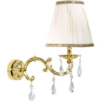 Wandlampe Messing Stoff Kristall H: 34,5 cm poliert Weiß E14 von Ghidini Giovanni Battista