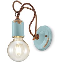 Wandlampe Metall 18 cm hoch Hellblau Shabby Antik E27 von Ferroluce