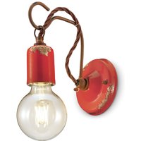Wandlampe Metall 18 cm hoch Rot Shabby Antik E27 ARASI von Ferroluce