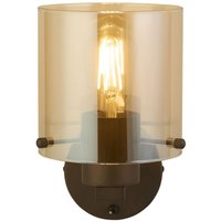 Wandlampe Metall Glas Mokka Bernstein E27 mit Schalter Wandlampe Metall Glas Mokka Bernstein E27 mit Schalter von Searchlight