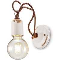 Wandlampe Metall H: 18 cm Weiß Shabby Antik E27 ARASI von Ferroluce