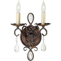 Wandlampe Metall Kristall 2x E14 H: 29,8 cm in Bronze Antik von ELSTEAD