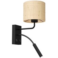 Wandlampe Rattan Metall Schwarz E27 G9 Lesearm Schalter von Luminex