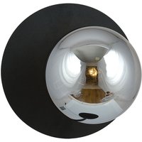 Wandlampe Rauchglas Metall Ø 20 cm rund E14 Kugel Schirm von Emibig