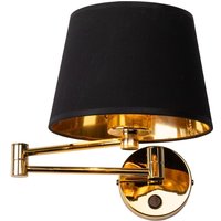 Wandlampe Schlafzimmer Schwenkarm Schalter E27 Gold Schwarz von TK Lighting