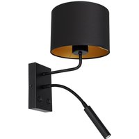 Wandlampe Schwarz Gold Stoff Lesearm E27 G9 wohnlich Wandlampe Schwarz Gold Stoff Lesearm E27 G9 wohnlich von Luminex