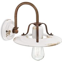 Wandlampe Weiß Metall Keramik E27 B: 25 cm Vintage von Ferroluce