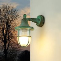 Wandlampe außen E27 IP64 Grün antik Glas Echt-Messing von Lido Light Fixture Man. LTD