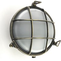 Wandlampe außen Messing massiv Glas D: 24 cm rund IP64 von Andromeda