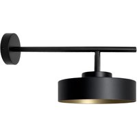 Wandlampe innen Schwarz Gold H: 19,5 cm Messing Eisen E27 von Ghidini Giovanni Battista