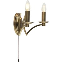 Wandlampe mit Schalter E14 in Messing Antik 2-flammig Wandlampe mit Schalter E14 in Messing Antik 2-flammig von Searchlight